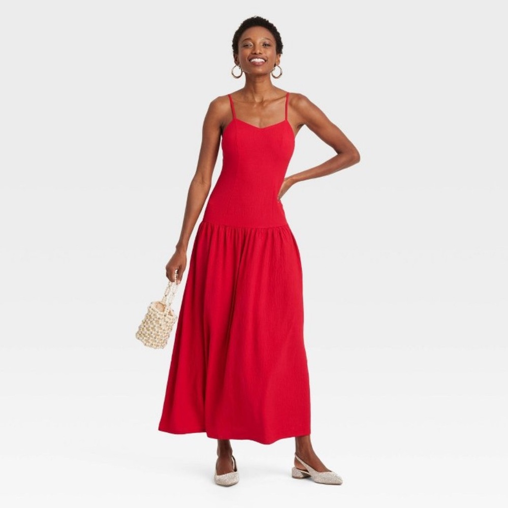 Elegant Red Maxi Drop waist Dress | a new day